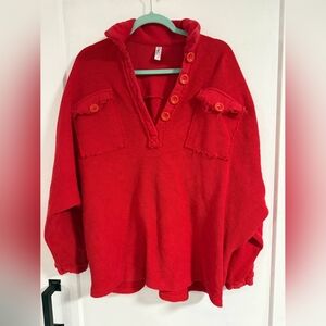 Ethel Red Button-Up Sweater